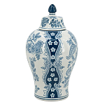 Ваза с крышкой и голубым цветочным рисунком на белом фоне Blue & White Ornament варинант исполнения - 2 | Loft Concept в Орле