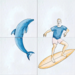 Плитка с узором Дельфин Серфингист варинант исполнения - 2 | Loft Concept в Орле