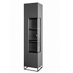 Шкаф-витрина цвета графит с полками и стеклянной дверью Strict Lines варинант исполнения - 1 | Loft Concept в Орле