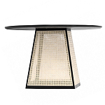 Обеденный стол с круглой чёрной столешницей и плетёным основанием Savanna Round Table варинант исполнения - 1 | Loft Concept в Орле