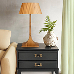 Настольная лампа со скошенным конусовидным абажуром и фигурной ножкой в цвете тик Accord Lighting варинант исполнения - 6 | Loft Concept в Орле