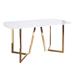 Стол обеденный белый с золотыми глянцевыми ножками Laconic White Table варинант исполнения - 1 | Loft Concept в Орле