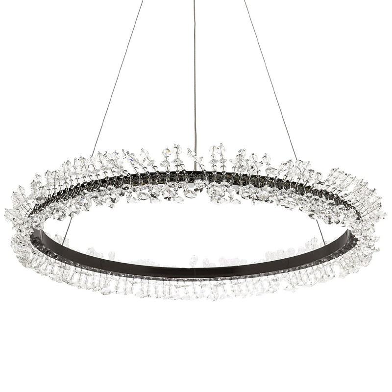 Кольцевая люстра с хрустальным декором Rowan Crystal Ring Horizontal Black Chandelier Прозрачный Черный Кольцевая люстра с хрустальным декором Rowan Crystal Ring Horizontal Black Chandelier Прозрачный Черный в Орле | Loft Concept