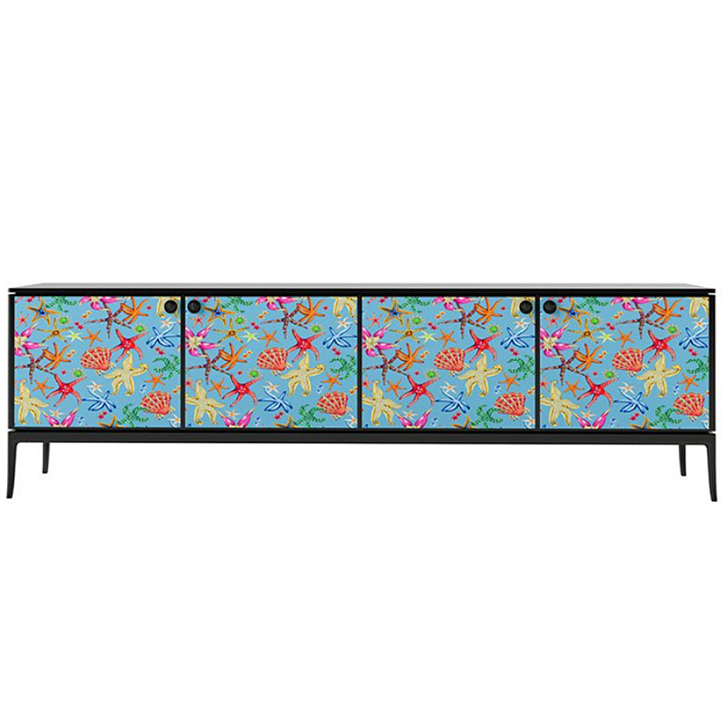 Stiletto Sideboard Blue nautical print Голубой Черный матовый в Орле | Loft Concept 