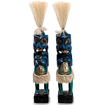 Комплект из 2-х деревянных статуэток Asmat Straw Headdress Statuettes Blue Tattoo варинант исполнения - 1 | Loft Concept в Орле