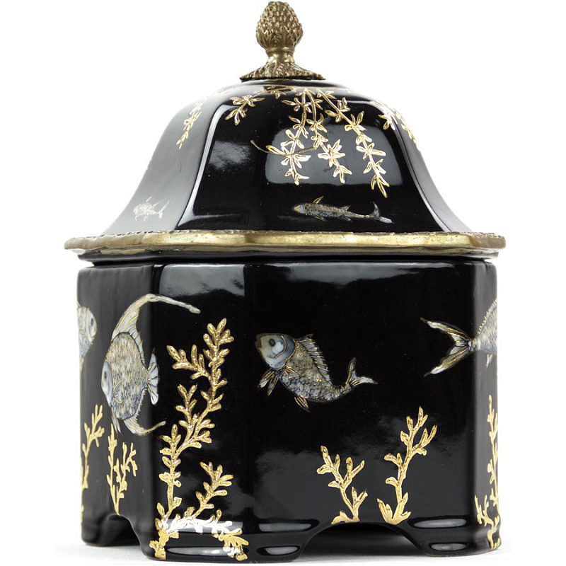 Шкатулка Box Fish Chinoiserie Черный Бронза Золотой Шкатулка Box Fish Chinoiserie Черный Бронза Золотой в Орле | Loft Concept