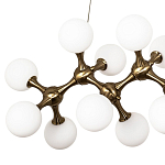 Линейная люстра с плафонами из стеклянных шаров Pearls Suspension Linear Brass Chandelier варинант исполнения - 2 | Loft Concept в Орле