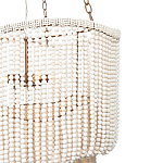 Трехъярусная люстра с подвесками из круглых деревянных бусин белая White Beads Three-tier Chandelier  варинант исполнения - 6 | Loft Concept в Орле