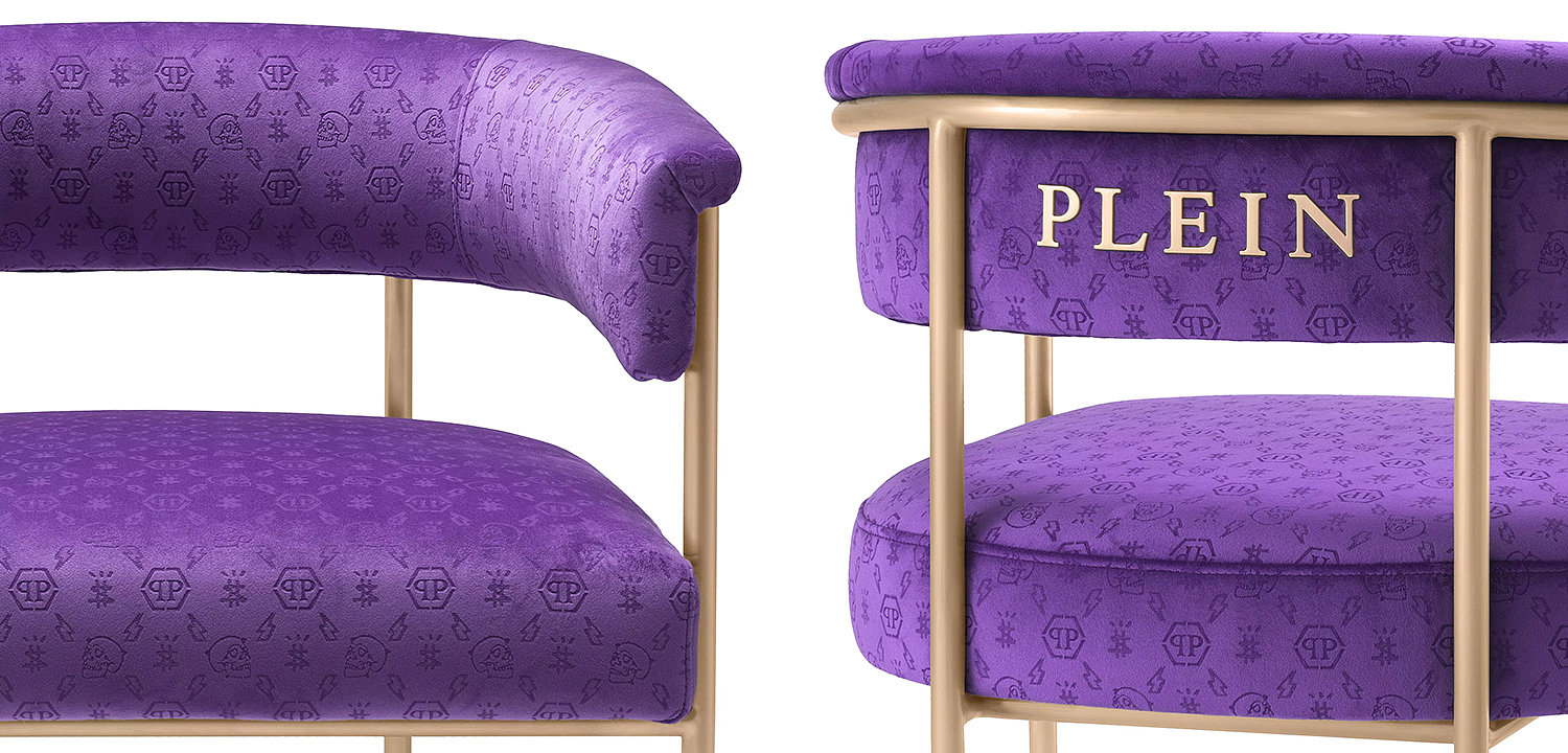 Стул Philipp Plein Dining Chair Monogram Фиолетовый Стул Philipp Plein Dining Chair Monogram Фиолетовый - Loft-Concept в Орле