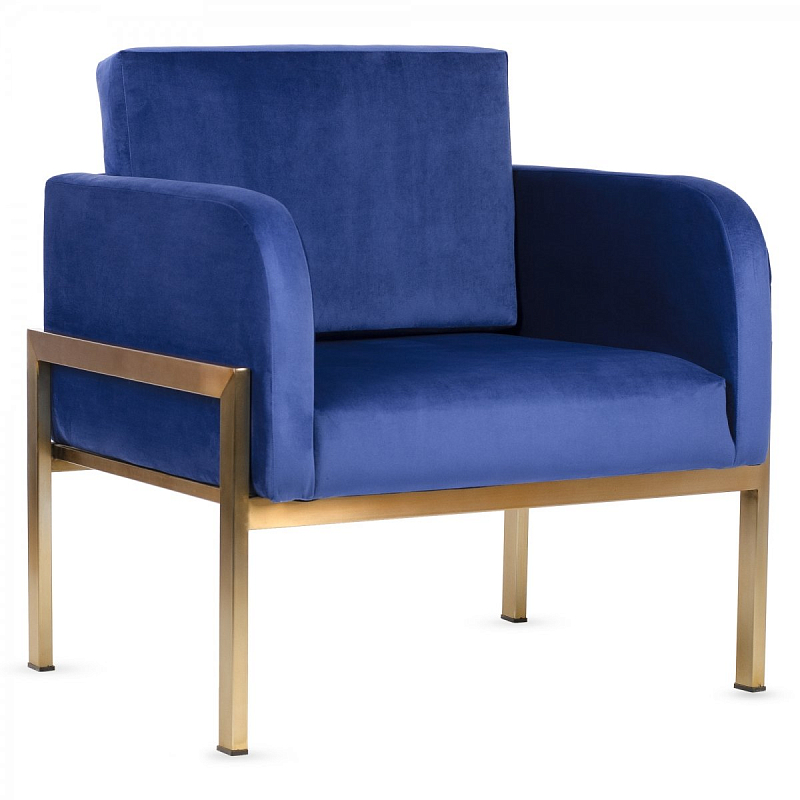 Кресло Velvet Ardmore Chair blue Синий Латунь Кресло Velvet Ardmore Chair blue Синий Латунь в Орле | Loft Concept