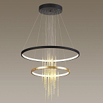 Люстра подвесная с 2-мя круглыми подвесами в черном и золотистом цвете и вертикальными подвесками Ring Horizontal варинант исполнения - 4 | Loft Concept в Орле