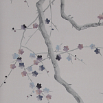 Обои ручная роспись Plum Blossom Special Colourway on Lilac Hint dyed silk варинант исполнения - 2 | Loft Concept в Орле