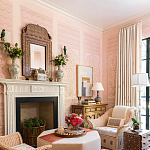 Обои ручная роспись Jharokha Arches Original colourway on pink painted Xuan paper варинант исполнения - 3 | Loft Concept в Орле