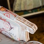 Двухместный диван из массива бука серый с растительным орнаментом Raffael Blue Grey Sofa варинант исполнения - 6 | Loft Concept в Орле