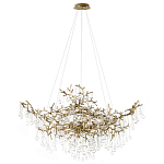 Подвесная люстра в виде ветвей деревьев золотого цвета с прозрачными подвесками-каплями 10 и 14 ламп Droplet Chandelier варинант исполнения - 1 | Loft Concept в Орле