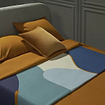 Плед из хлопка синего цвета с абстрактным принтом Elysian Flow Ocean варинант исполнения - 5 | Loft Concept в Орле