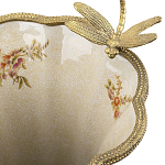 Ваза голубого цвета из фарфора с цветочным рисунком и бронзовой стрекозой Blue Garden варинант исполнения - 1 | Loft Concept в Орле