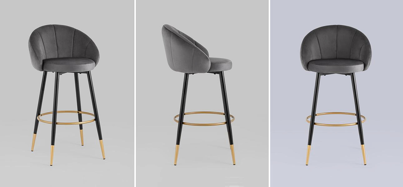 Барный Стул Alberto Chair Серый Велюр Барный Стул Alberto Chair Серый Велюр - Loft-Concept в Орле
