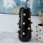 Ваза черная цилиндрическая с глянцевым покрытием и золотыми декоративными элементами Molecule Collection варинант исполнения - 3 | Loft Concept в Орле