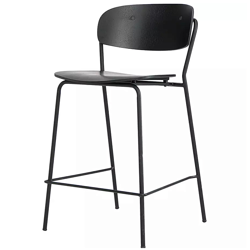 Стул полубарный на железных ножках Chair Space Arrangement без подлокотников Орех Черный Стул полубарный на железных ножках Chair Space Arrangement без подлокотников Орех Черный в Орле | Loft Concept