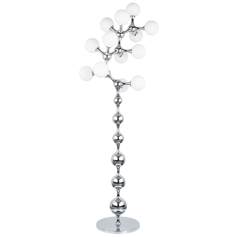 Торшер с плафонами из стеклянных шаров Pearls Suspension Chrome Floor Lamp Хром Белое матовое стекло Торшер с плафонами из стеклянных шаров Pearls Suspension Chrome Floor Lamp Хром Белое матовое стекло в Орле | Loft Concept