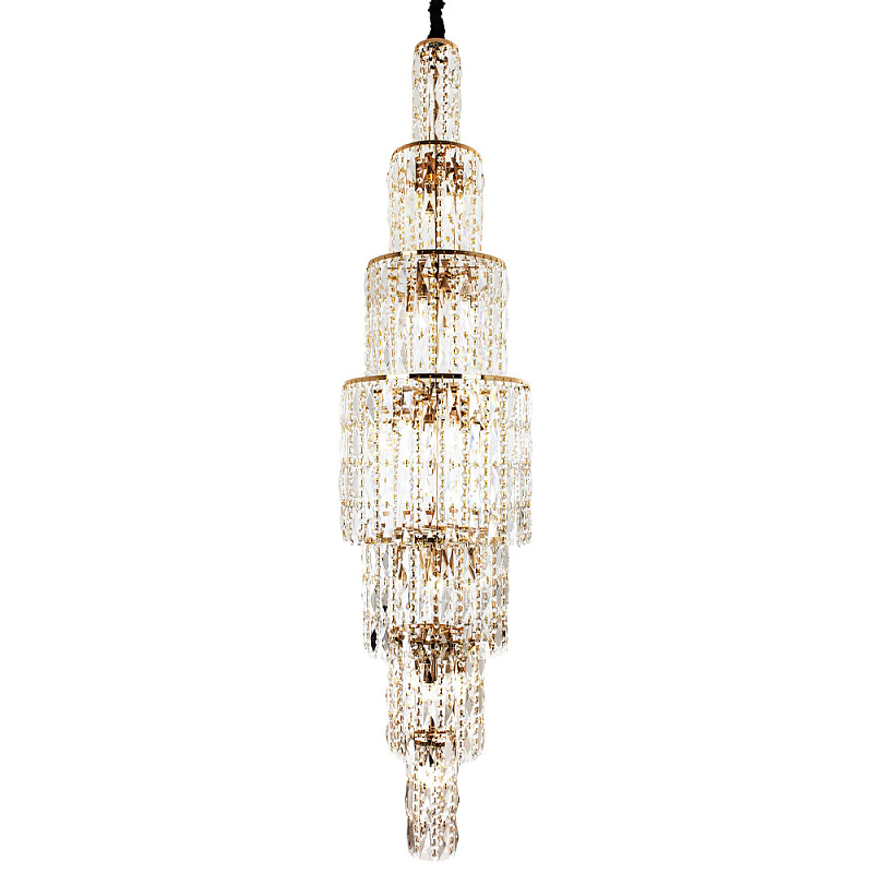 Большая многоярусная люстра с хрустальными подвесками Crystal Art Multi-tiered Gold Chandelier Прозрачный Золотой Большая многоярусная люстра с хрустальными подвесками Crystal Art Multi-tiered Gold Chandelier Прозрачный Золотой в Орле | Loft Concept
