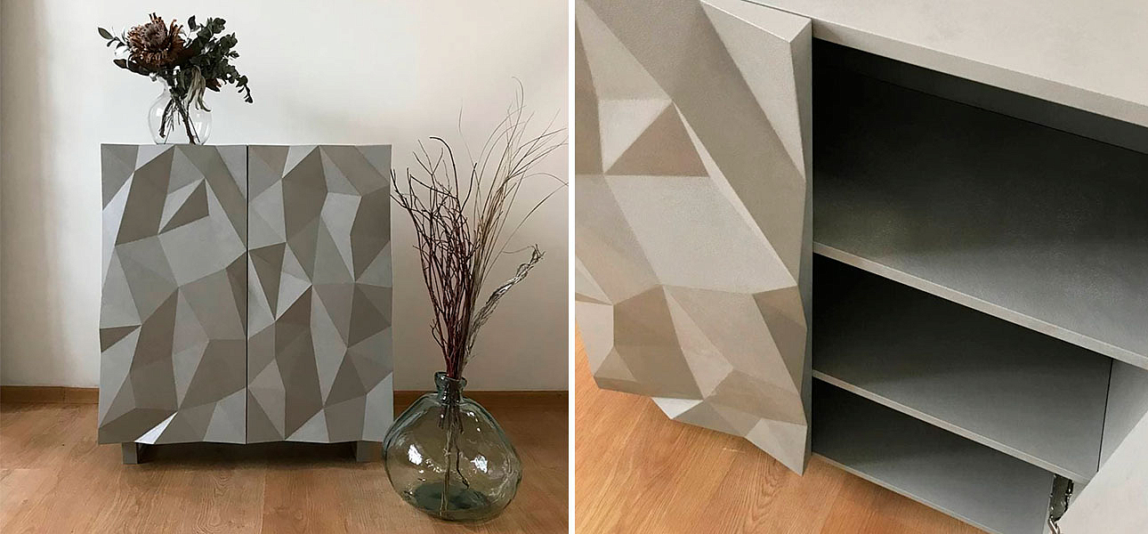 Комод с большими угловыми фигурами с одной секцией, 2 полки Geometric Greece Комод с большими угловыми фигурами с одной секцией, 2 полки Geometric Greece - Loft-Concept в Орле