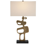 Настольная лампа с фигурным каркасом и прямоугольным тканевым абажуром Brutalist Profile варинант исполнения - 3 | Loft Concept в Орле