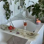 Поднос для ванны из эпоксидной смолы с цветами белая Epoxy Resin Flowers Bath Tray White варинант исполнения - 2 | Loft Concept в Орле