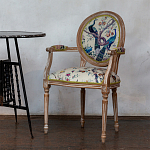 Полукресло из массива бука бежевое с изображением птиц и цветов Beige Green Chinoiserie Garden Chair варинант исполнения - 5 | Loft Concept в Орле