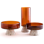 Высокая чаша из янтарного стекла Amber Marble Vase варинант исполнения - 3 | Loft Concept в Орле