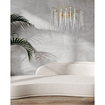 Люстра золотого цвета с декоративными ветками и длинными прозрачными стеклянными подвесами в форме сосулек Droplet Chandelier варинант исполнения - 12 | Loft Concept в Орле