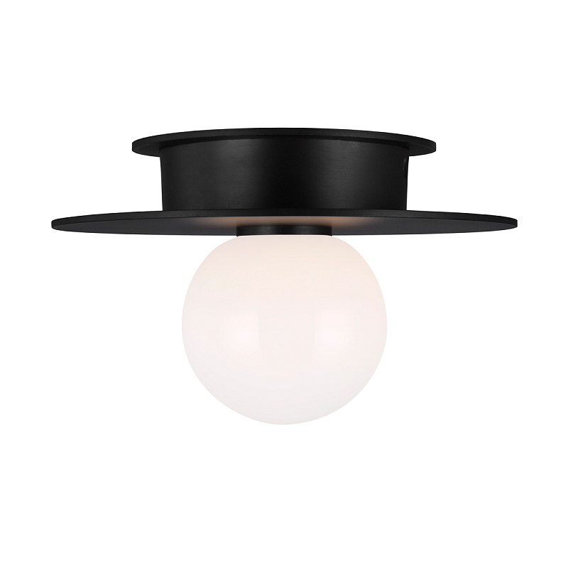 Потолочный светильник с шарообразным плафоном из белого матового стекла Generation Lighting Черный Белый в Орле | Loft Concept 