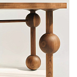 Обеденный стол деревянный с круглыми декоративными элементами на ножках Koko варинант исполнения - 1 | Loft Concept в Орле