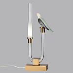 Настольная лампа с прозрачной трубкой и декоративной фигуркой птицы на бронзовой подставке Ganthea варинант исполнения - 3 | Loft Concept в Орле