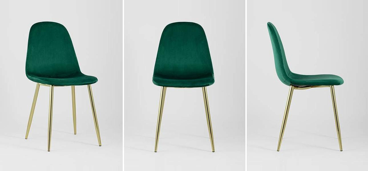 Стул Archie Chair Изумрудный Зеленый Велюр Золотые ножки Стул Archie Chair Изумрудный Зеленый Велюр Золотые ножки - Loft-Concept в Орле