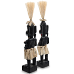 Комплект из 2-х деревянных статуэток Asmat Straw Headdress Statuettes Multicolor варинант исполнения - 4 | Loft Concept в Орле