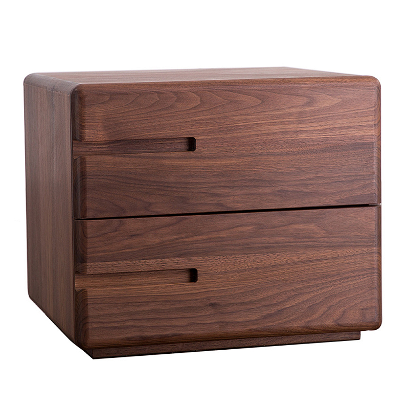 Прикроватный столик деревянный с 2-мя ящиками Moon Walnut Furniture Орех Прикроватный столик деревянный с 2-мя ящиками Moon Walnut Furniture Орех в Орле | Loft Concept