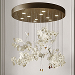 Люстра каскадная с белыми цветами и птицами Takeoff варинант исполнения - 2 | Loft Concept в Орле