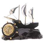 Часы настольные в виде парусника из натурального камня Обсидиан Sailboat Stone Clock варинант исполнения - 4 | Loft Concept в Орле