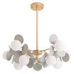 Люстра на штанге с 10-ю белым шарообразным плафоном и декоративными металлическими элементами в виде лепестков серого цвета Matisse варинант исполнения - 1 | Loft Concept в Орле