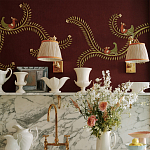 Обои с вышивкой ручной работы Fyodor Original colourway on Merlot linen варинант исполнения - 4 | Loft Concept в Орле