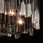 Люстра круглая из матового черного металла с подвесками из прозрачных стеклянных трубок Noir Tubes варинант исполнения - 6 | Loft Concept в Орле