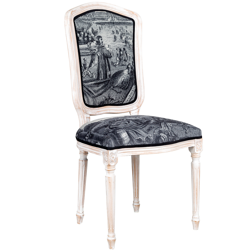 Стул Tuileries Square Stool Черно-белый Белый винтажная патина   в Орле | Loft Concept 