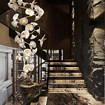 Люстра каскадная из белых цветов каллы и птичек Refined Taste of Light варинант исполнения - 3 | Loft Concept в Орле