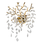 Бра золотого цвета с декоративными ветвями и прозрачными подвесками в форме листьев Droplet Chandelier варинант исполнения - 1 | Loft Concept в Орле