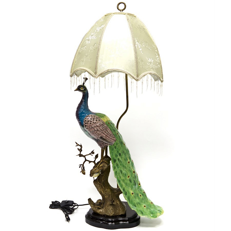 Настольная лампа Peacock Lamp Белый Зеленый Синий Бронза в Орле | Loft Concept 