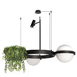 Подвесной светильник с 2-мя шарообразными плафонами и цилиндрическим спотом Light of Еyes варинант исполнения - 2 | Loft Concept в Орле