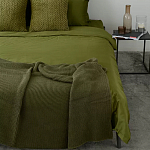 Плед из хлопка жемчужной вязки оливкового цвета Waffle Comfort варинант исполнения - 5 | Loft Concept в Орле