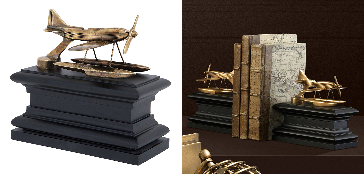 Держатель для книг Eichholtz Bookend Hydroplane set of 2 brass Держатель для книг Eichholtz Bookend Hydroplane set of 2 brass - Loft-Concept в Орле